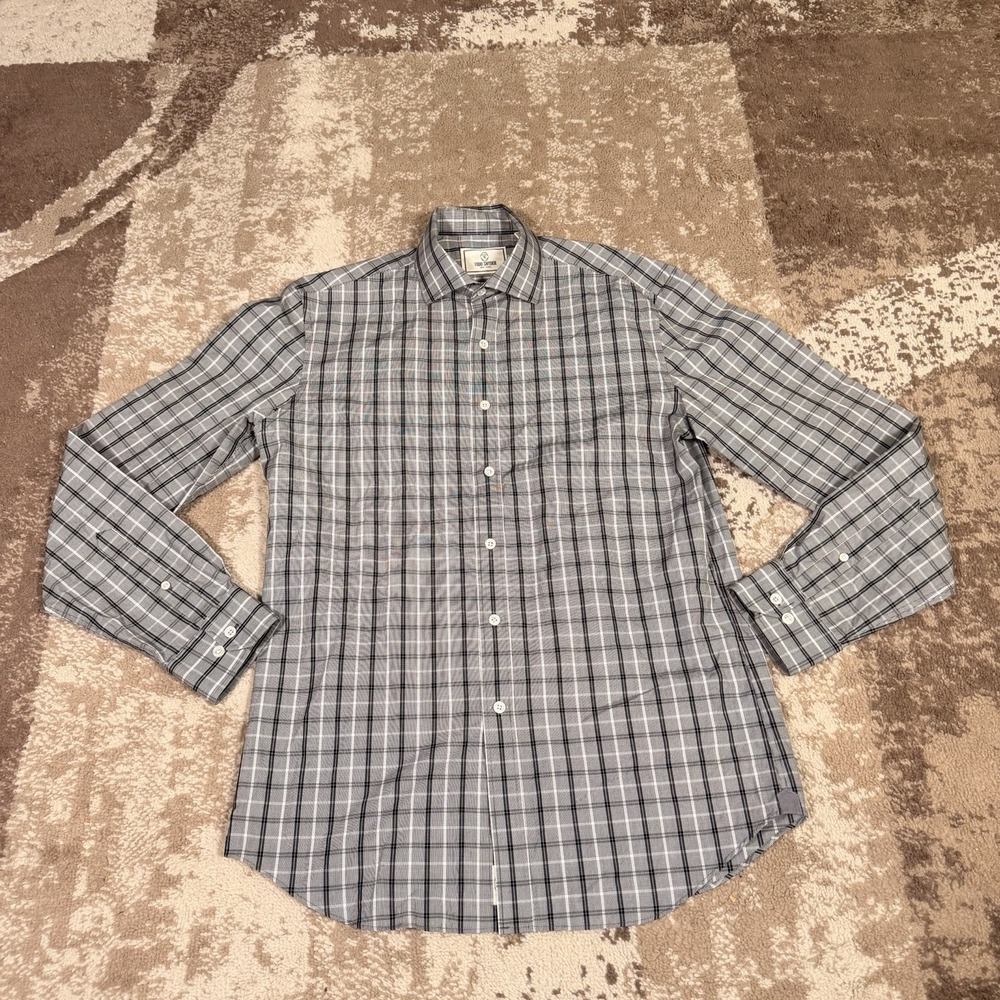 TODD SNYDER Shirt Mens 15.5 34/35 Plaid Long Sleeve Button‎ Up Casual Dress